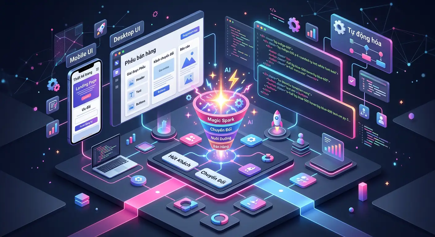AI Funnel Building Illustration